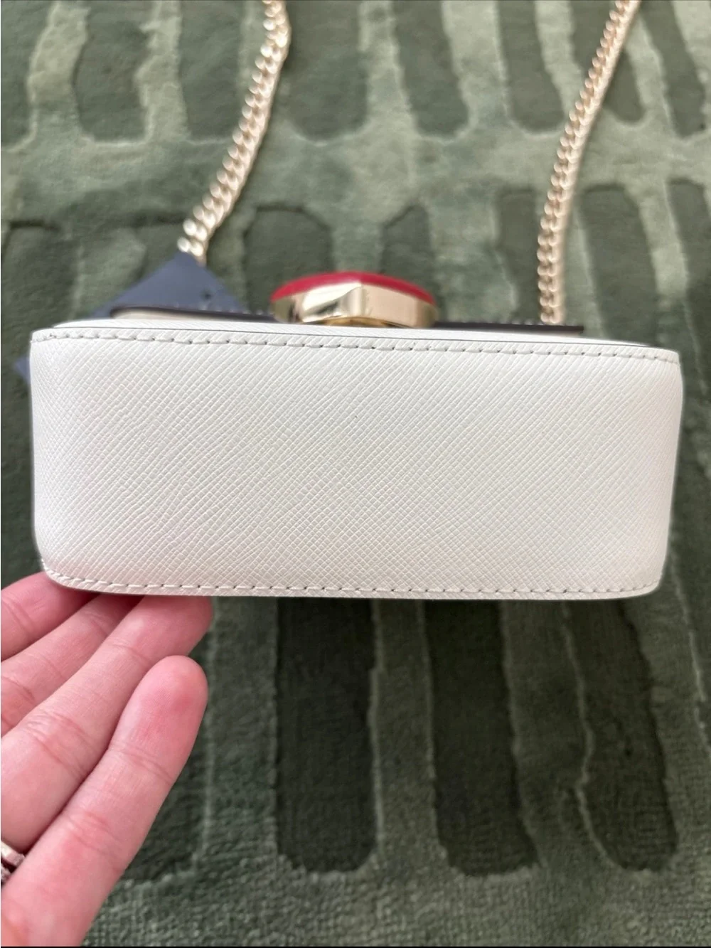 kate spade Cream Shoulder Bag with Red Heart Clasp